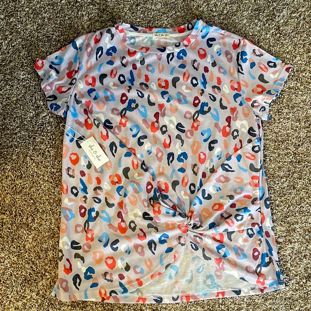 She & Sho Boutique Cheetah Cinch Top NWT